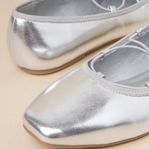 Lainny Silver Strappy Ballet Flats/NIB/Size 8 - Picture 4 of 12